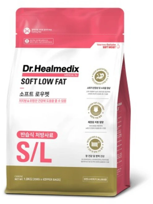 닥터힐메딕스 소프트 로우팻 1kg (250g*4ea) 강아지 반습식 사료, 4개, 250g, 소화 건강 - 쿠팡