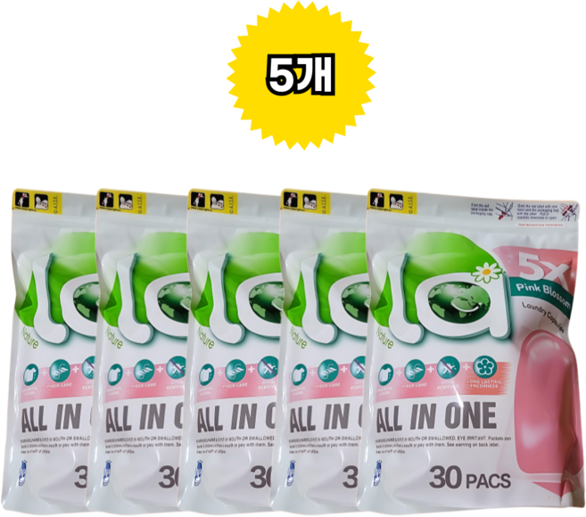 엘에이 올인원 캡슐세제 핑크블라썸 80개입, 5세트, 30개입