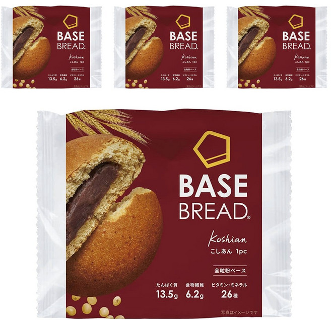 베이스푸드 베이스 브레드 팥소 앙금 407g, 4개