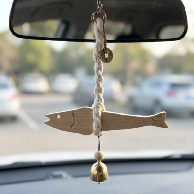 앰버리 잘풀리는 액막이 명태 이사 집들이 개업 선물 도어벨 엽전 명주실, 우드