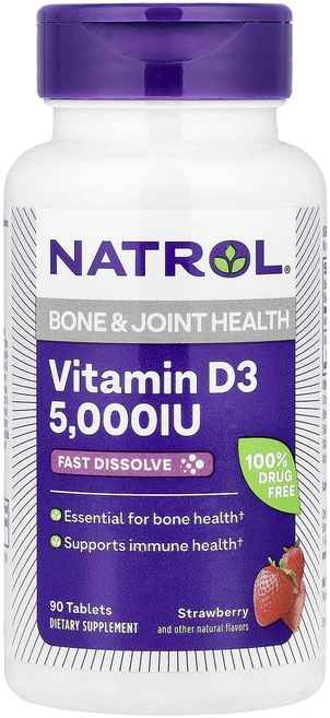 Natrol 비타민D3 딸기 5000IU 90정 - 쿠팡