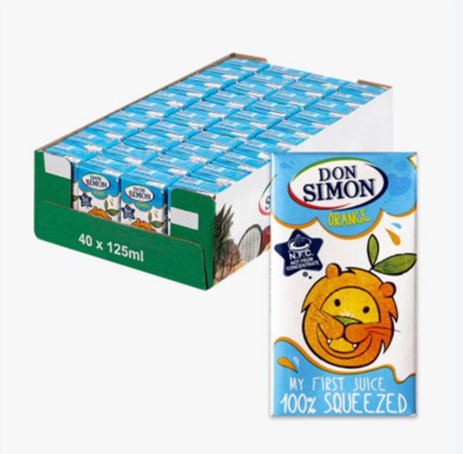 돈시몬 생과일 착즙 100% 오렌지주스, 125ml, 40개
