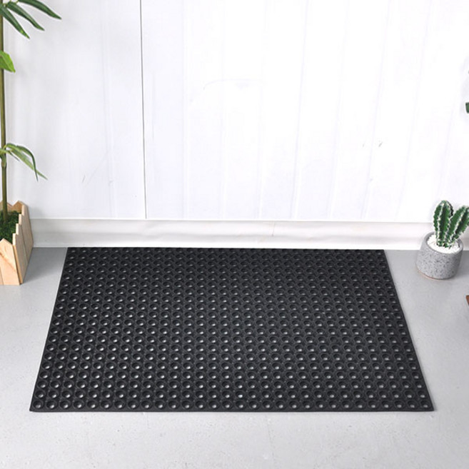 미끄럼방지매트 수지매트 생고무 현관매트 써클 구멍매트 출입구발판, 블랙, 1개
