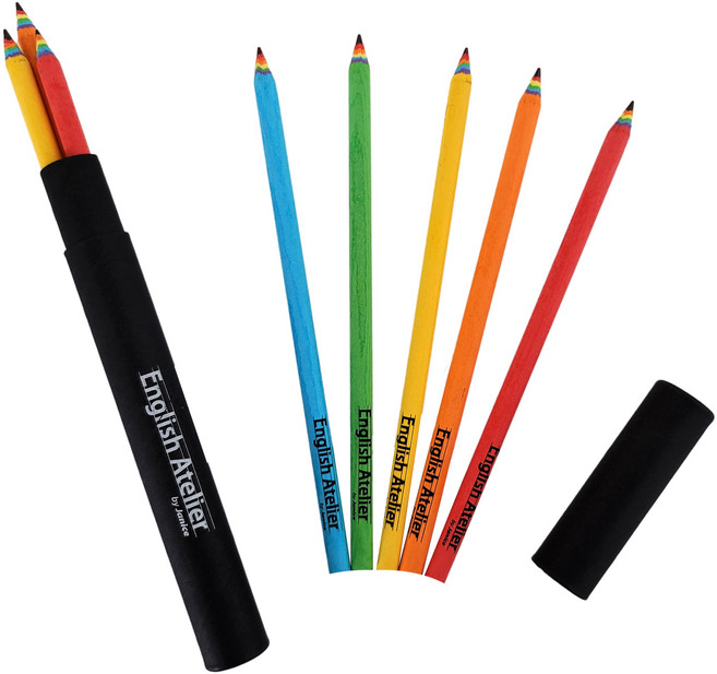 잉글리쉬 아뜰리에 by Janice 친환경 레인보우 연필세트 B연필 무지개연필 예쁜연필 새학기준비물 종이연필 무지개연필 필통 필기구세트 원형연필 빨강 주황 노랑 초록 파랑, 3자루