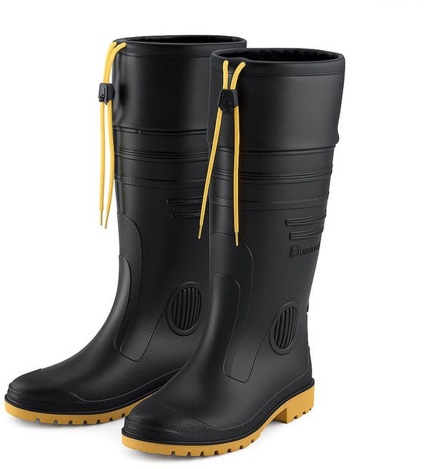 高筒防水雨鞋 加厚耐磨鞋底 可調節束帶設計 防滑耐用 戶外工作必備