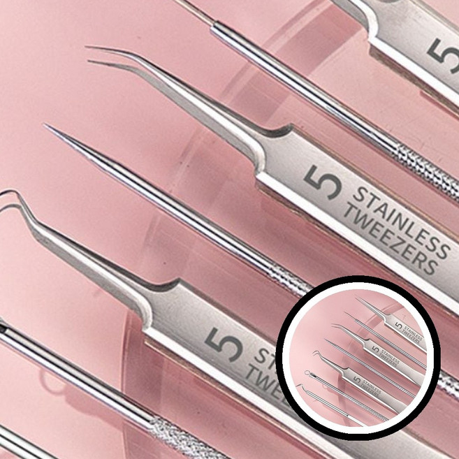 피지핀셋 제거기 8종 블랙헤드 여드름 압출기 피부관리 스테인리스 뷰티도구 피지제거 위생용품 피부트러블 뷰티클렌징TL