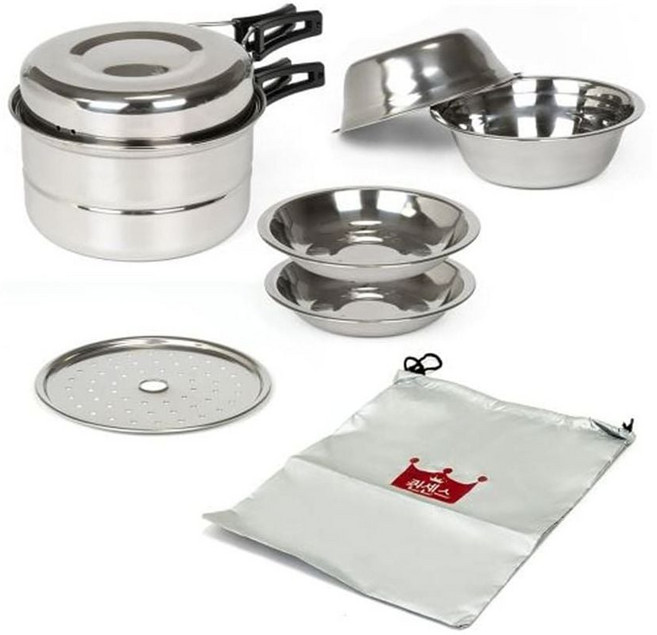 퀸센스 코펠 캠핑 식기 냄비 그릇 스텐 코펠 세트 8P