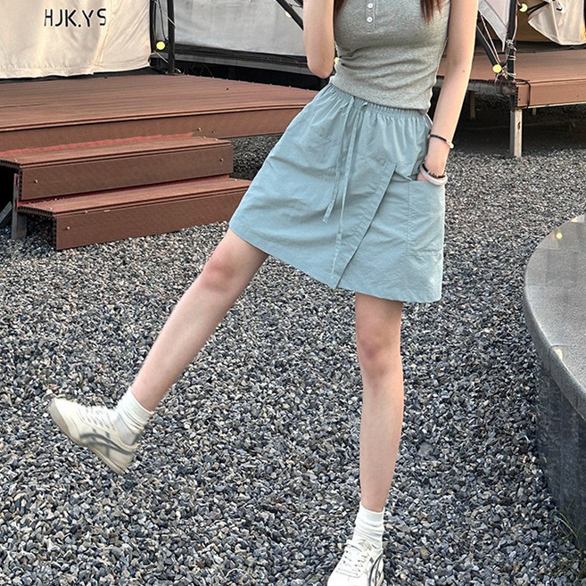 달콩슈 여성용 랩 치마 바지 A라인 쿨링 포켓 스커트 DKW145