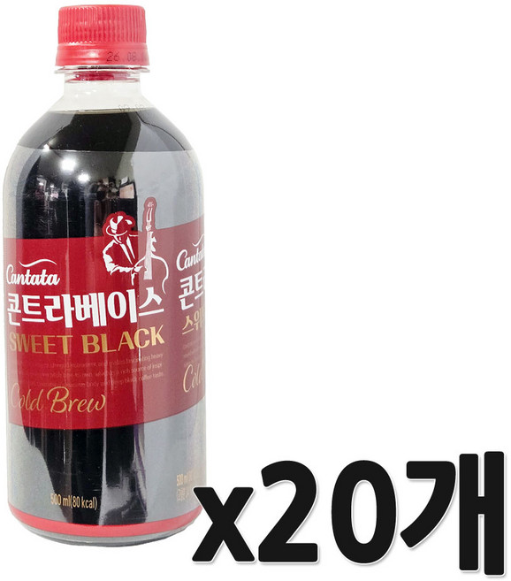 롯데칠성음료 칸타타 콘트라베이스 콜드브루 스위트블랙, 500ml, 20개