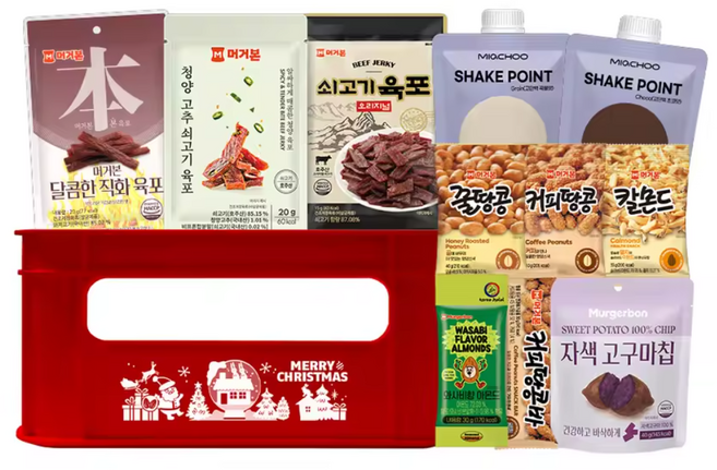 머거본 11종 레드 간식박스 견과+육포+단백질쉐이크, 1세트
