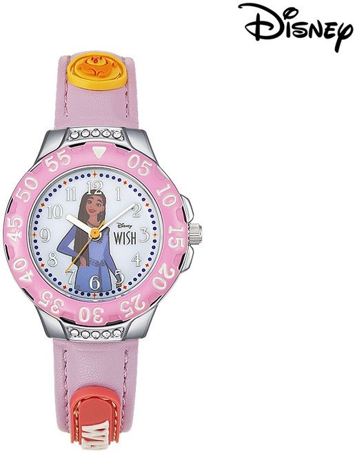 디즈니 100주년 기념 애니메이션 위시 아샤 아동용 가죽밴드 손목시계 OW089AS