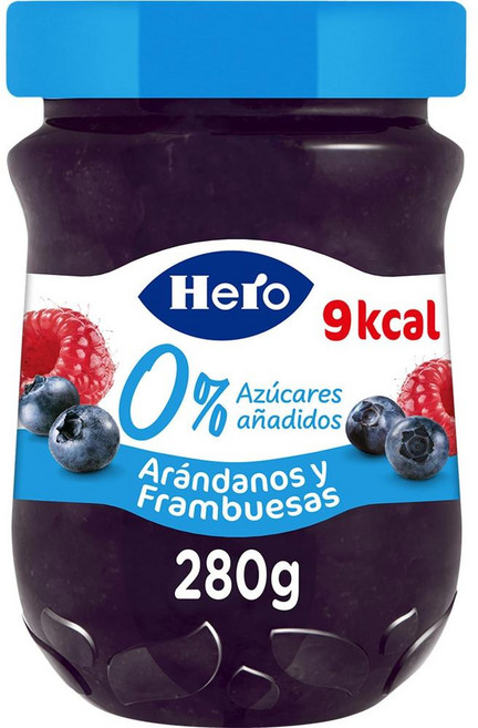 스페인 헤로 HERO Blueberry & Raspberry Jam 슈가프리 블루베리 & 라즈베리잼, 4개, 280g