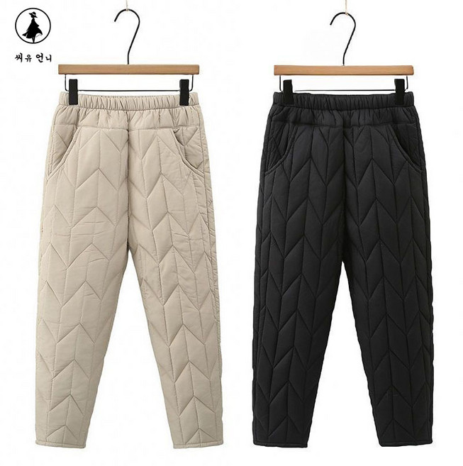 여성 겨울 누빔솜충전 밴딩보온바지 따뜻한 패딩팬츠 중년엄마핏 데일리 캐주얼룩