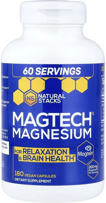 헁복하고 건강하세요 Natural Stacks MagTech® 마그네슘 복합체 베지 캡슐 180정(캡슐 1정당 66.6mg) 늘 챙기셔야합니다, NaturalStacksMagTech마그네슘복합체베지캡, 1개 - 쿠팡