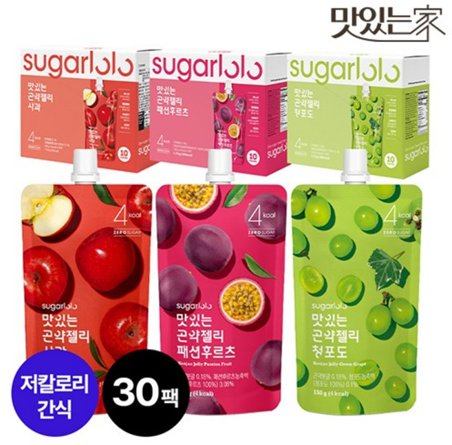 슈가로로 4kcal 곤약젤리 사과10팩+패션후르츠10팩+청포도10팩, 없음, 1개