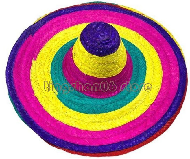 C63F 솜브레로 밀짚 모자 멕시코 파티 모자 사진 소품 DiaDeMuertos Festival Sun Hat