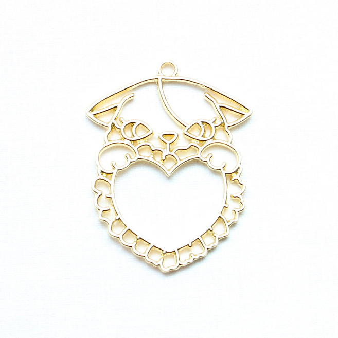 레진아트/프레임악세사리/귀염바둑이와 레이스하트, 1개