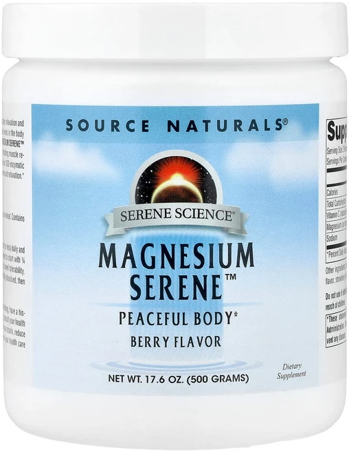 Source Naturals 마그네슘 서린 800mg 파우더 베리 맛 Magnesium Serene, 1개, 500g - 쿠팡