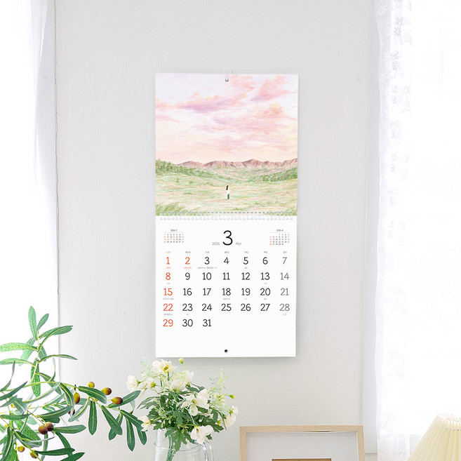 2026년 일러스트 벽걸이달력 마음의시선(300x300mm), 1개, 마음의시선(300x300)