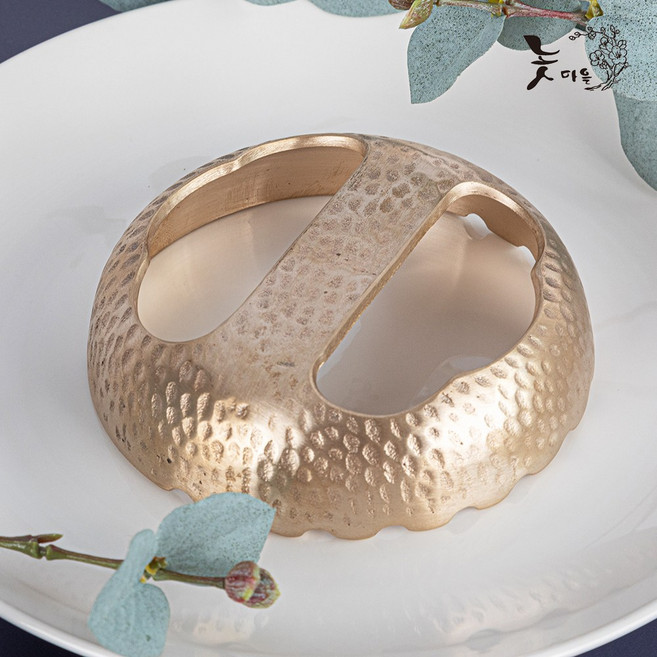 놋마을 방짜 유기 양손 괄사 마사지 원형 마사지기, 1개, 금색