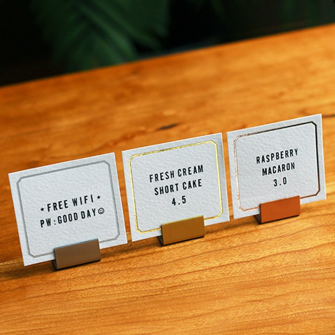 프로필파츠샵 미니 매장 종이 가격표 메모지 금박 라인 카페 쇼카드 POP, 타입 A (50 x 45), 로즈골드(12장 1세트)