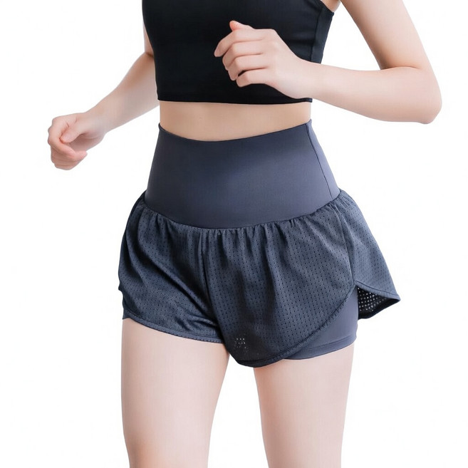 리포라페 여성 2in1 투인원 러닝 쇼츠 하이웨스트 Y존커버 반바지