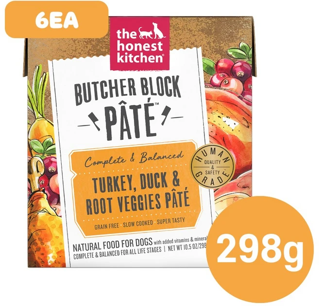 디어니스트키친 붓처블락 파테 터키 덕&뿌리야채 강아지 보양 습식사료, 298g, 6개, 오리 - 쿠팡