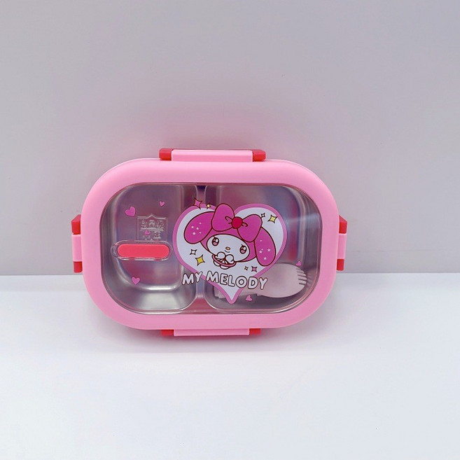 산리오 스텐 도시락 귀여운 런치박스 캐릭터 선물 2단 도시락, 1개, 핑크