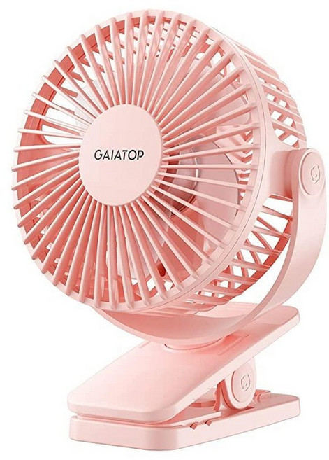 Gaiatop 휴대용 클립 온 팬 배터리 작동 작고 강력한 3단계 속도 조용한 360° 회전 USB 충전식 미니 개인용 냉각 팬 책상 테이블 홈 오피스 유모차 캠핑 여성, 핑크