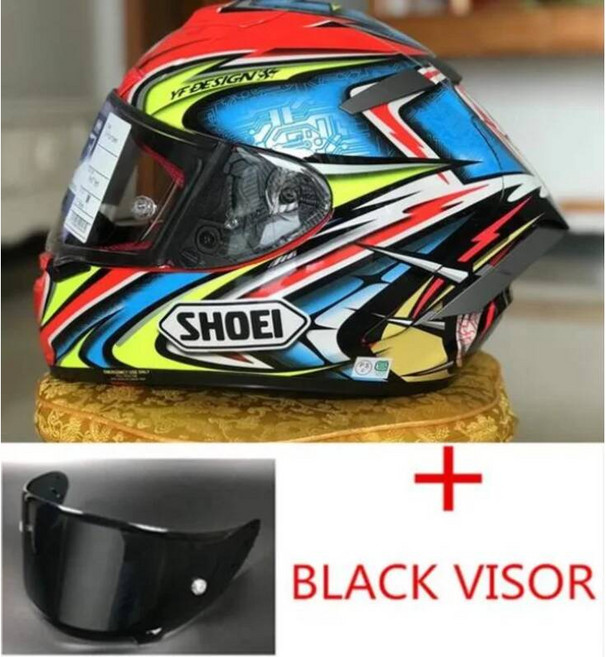 오토바이 헬멧 바이크 라이더 스쿠터 하이바 SHOEI X Fourteen 전체 얼굴 X14 레드 Kato Daijiro TC-1 Motocross 레이싱 타기 [호환], M, 4 helmet