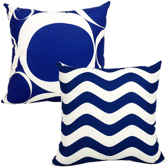 블루패턴 쿠션커버 2개세트