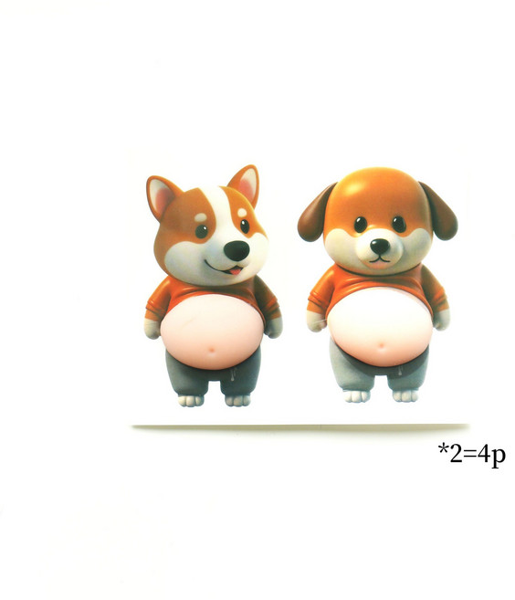 2in1충돌방지쿠션 스티커/말랑쫀득 스퀴시 말랑이장난감 에어 젤리볼 스트레스해소 슬라임 주물럭 스트레스 해소 장난감4p(부드러운 강아지의 뚱뚱한 배), 4개, 20g, 4pcs, 코기견+큰 귀 개