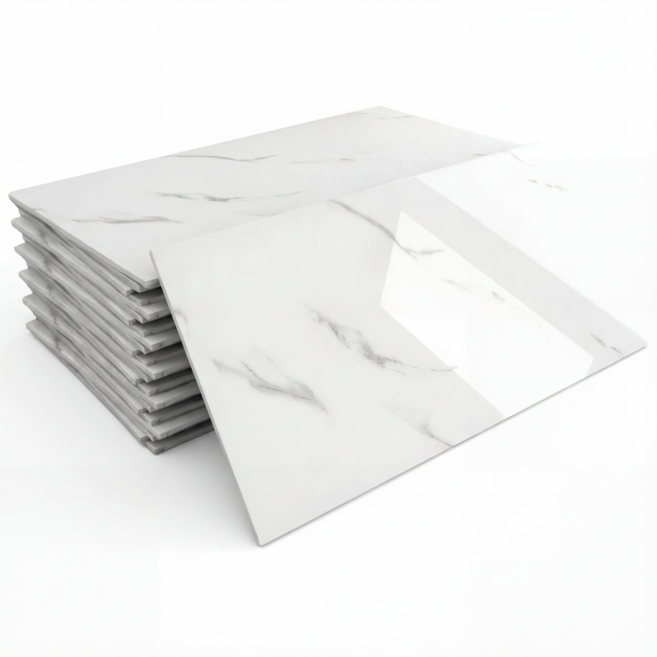 제이에스맘 붙이는 방수 타일 대리석 벽지 접착식 데코 폼블럭 포인트 시트지 300x600mm, 바로크화이트마블, 7개입