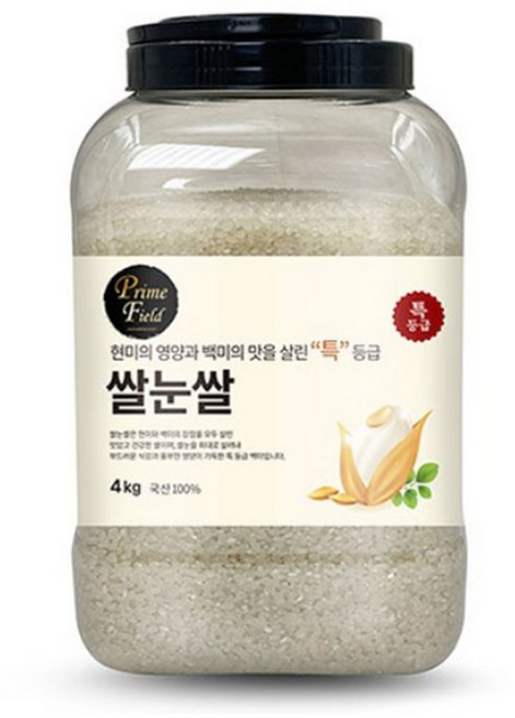 Prime Field 쌀눈쌀 백미 특등급, 4kg, 1개