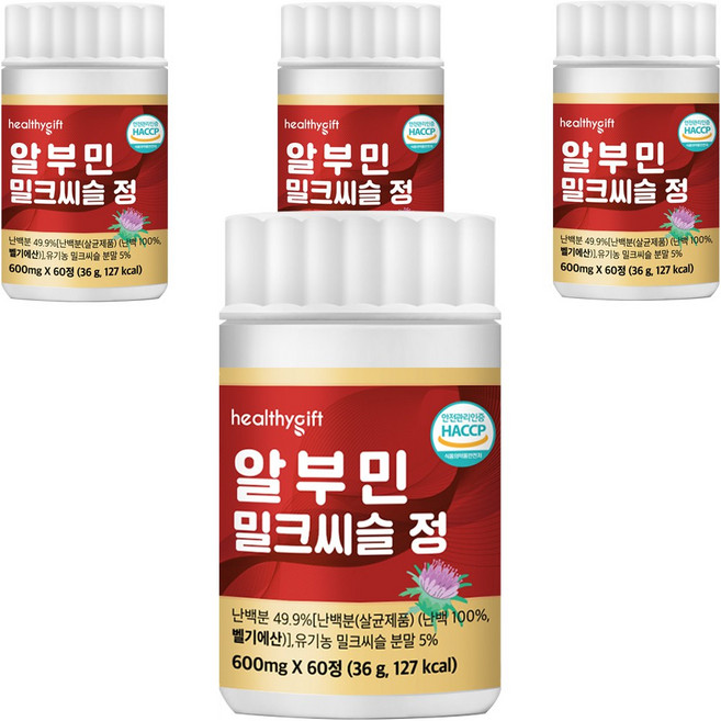 한결다움 프리미엄 알부민 밀크씨슬 정 벌나무 헛개나무열매 1 000mg, 4개, 60정