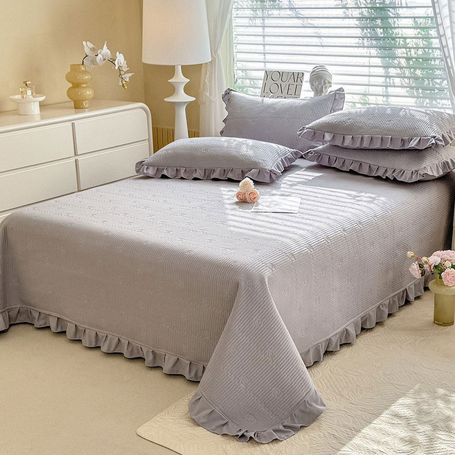 마술사 항균 누빔 침대패드 스프레드 사계절 공용, 그레이