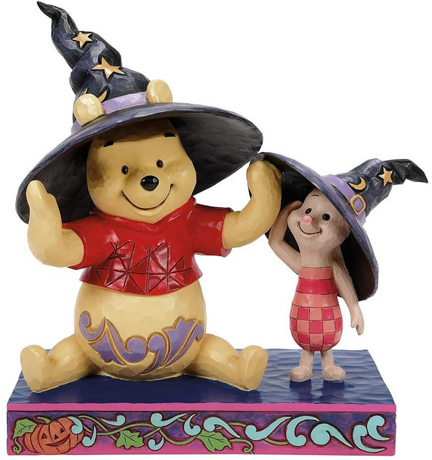 Enesco Jim Shore의 디즈니 전통 할로윈 곰돌이 푸와 피글렛 마녀 모자 피규어 15.2cm(6.02인치) 멀티컬러, Enesco Jim Shore의 디즈니 전통 할로윈 곰