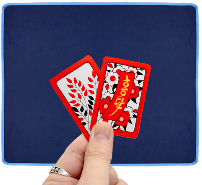 어바인 기본 화투 + 인조세무 매트 놀이 세트 고스톱 포커 보드게임 윷놀이 마작 명절, 네이비, 1개