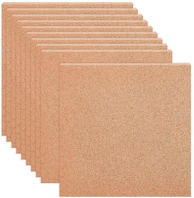 10개 코르크 단열판 사각형은 게시판 벽 장식용 DIY 공예품 300x300x2mm, 2mm