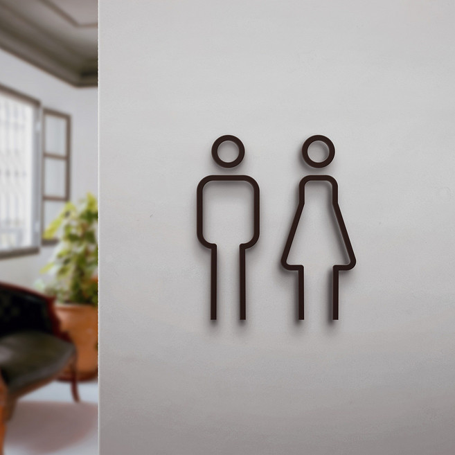 화장실 안내 남녀 표시판, 1개, 화장실(블랙)