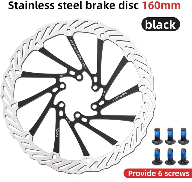 자전거브레이크패드 VXM 자전거 디스크 브레이크 G3CS 패드 160/180/203mm 도로 사이클링 다색 초경량 6 볼트 M 유압 로터 부품, 160mm Black 1PCS, 1개