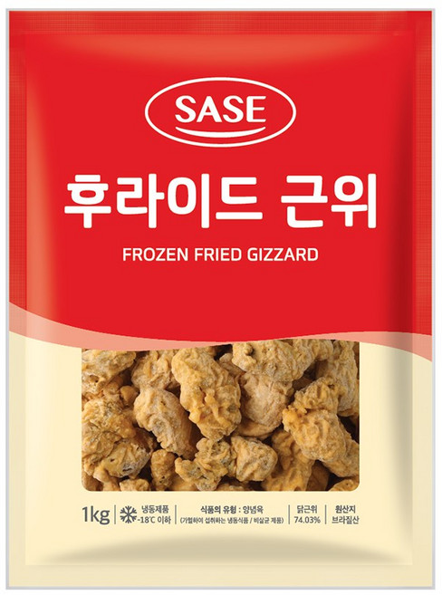 [에이치에이유통] G. 사세 후라이드 근위 똥집튀김 근위튀김 닭똥집, 2개, 1kg