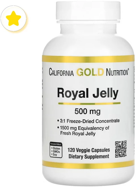 로열젤리 동결건조 500mg 120베지캡슐 여왕벌 로얄젤리 농축 왕유 하이드록시데센산 Royal Jelly 생로열젤리 fresh Royal Jelly 캘리포니아 골드 뉴트리션, 1개, 120정 - 쿠팡