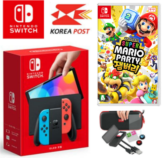 닌텐도 스위치 OLED, 닌텐도OLED네온 에디션+마리오파티 잼버리+아이센스9종