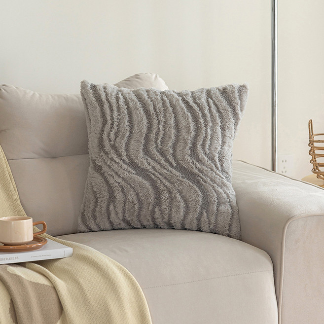 SUSIELADY 워터웨이브 입체 벨벳 쿠션커버 - 폭신한 소파 등쿠션 / 심플 인테리어 거실 침실 장식