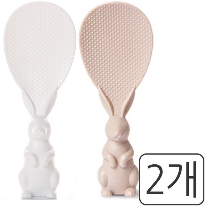 레몬글라스 쁘띠래빗 토끼모양 스탠딩 주걱 일반형 2P 세트, 화이트&핑크, 2개