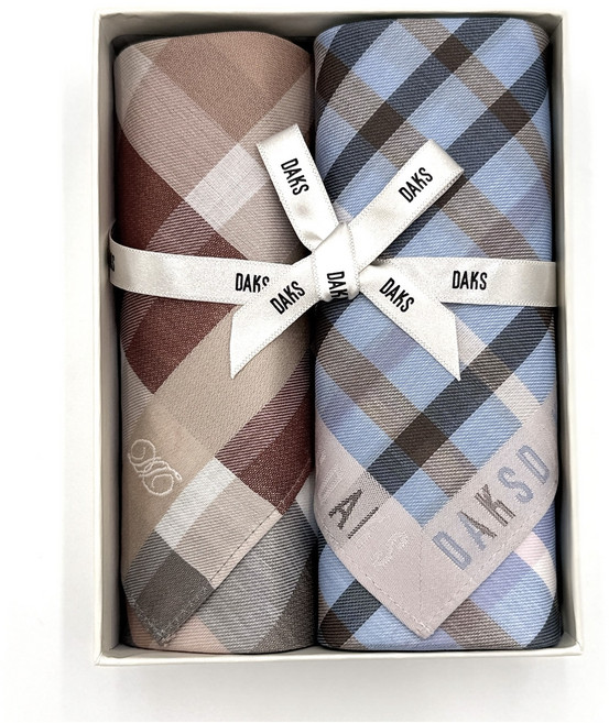 닥스 클래식 체크 면 손수건 (선물포장)