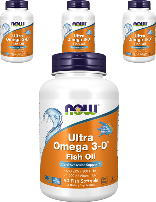 나우푸드 울트라 오메가3-D 600EPA 300DHA 피쉬 소프트젤, 90정, 4개