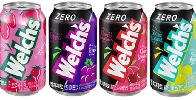 웰치스 인기4종 딸기6개+제로포도6개+제로체리6개+제로샤인머스캣6개 24캔, 1세트, 355ml