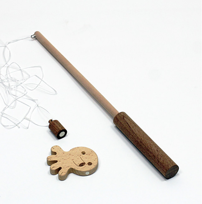 RE 32cm자석 원목낚시대 낚시놀이 피싱게임, 1개